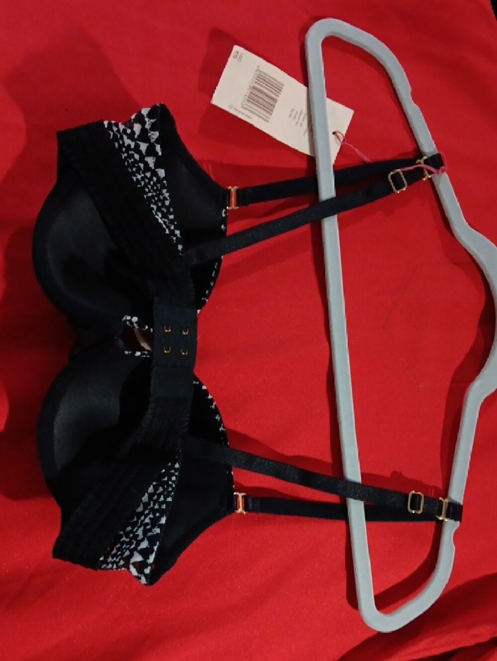 Stella McCartney Black & White Geometric Push-Up Bra - Picture 3 of 5